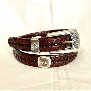 BRIGHTON brown woven belt